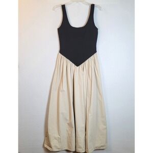 Ronny Kobo Womens Drop Waist Knit Tank Midi Dress Size Medium Tan Sundress